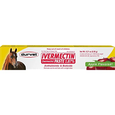 Durvet Ivermectin Paste 1.87% Removes worms and bots - 6 Pack Apple Flavor