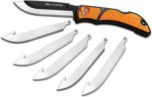 OUTDOOR EDGE 3.5" RazorLite EDC Knife. Pocket Knife with Replaceable Blades and Clip. The Perfect Hunting Knife for Skinning Deer. Blaze Orange with 6 Blades