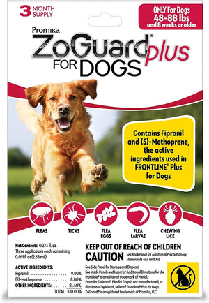 ZoGuard Plus Flea and Tick Prevention for Large Dogs – Flea & Tick Prevention for Dogs 45-88lbs (3 Doses)