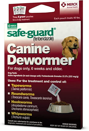 Safe-Guard (fenbendazole) Canine Dewormer, 3 4g pouches