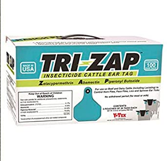 Tri-Zap Y-Tex 100 Count Fly Cattle Insecticide Ear Tags