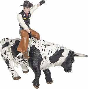 Little Buster Toys Bull Rider - Cowboy on a Black and White Bucking Bull