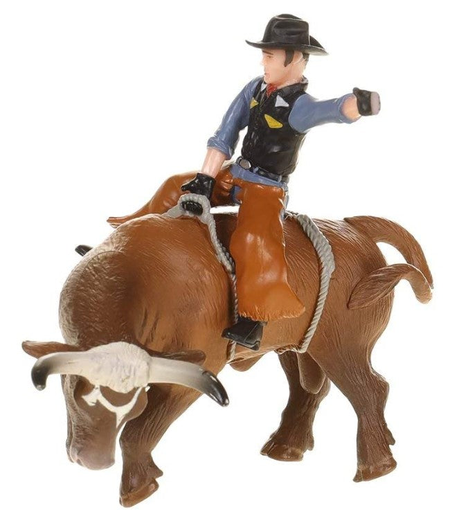 Little Buster Toys Bull Rider - Cowboy on a Brown Bucking Bull, 1/16th Scale