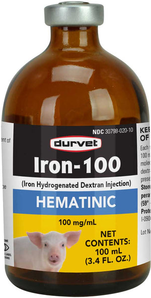 Durvet Iron-100 Hematinic Injection | Livestock Vet Supply