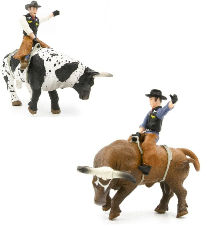 Rodeo Toys Playset – 2 Bucking Bulls and Riders Bull Riding Toys